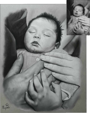 Portrait Pastels noir et blanc Dessinateur portraitiste