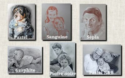 Les différentes techniques de portrait : pastel, sanguine, sépia, pierre noire, graphite…