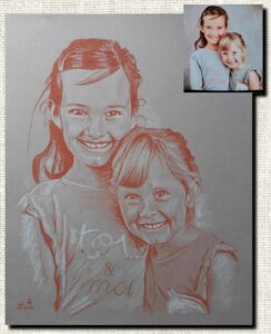 Portrait à la sanguine – chaleur et réalisme, traditionnel portrait, portrait d'après photo, dessinateur portraitiste, portrait d'enfant, portrait de famille