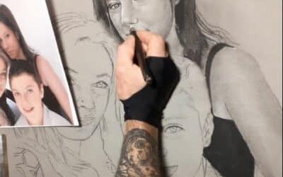 🎨 Réalisation du Portrait de Famille – Technique : Pierre Noire