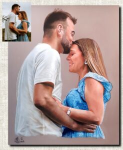 Portrait pastel couleur, réalisé à la main par Sébastien Huchet Maignan Portrait d'après photo, Portrait de couple, dessinateur portraitiste