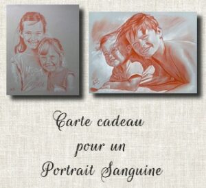 Carte cadeau pour offrir un portrait, portrait personnalisé d'après photo, idée cadeau, dessinateur portraitiste
