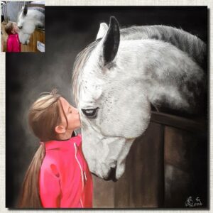 Portrait pastel couleur, réalisé à la main par Sébastien Huchet Maignan Portrait d'après photo, Portrait de cheval, portraitiste animalier, dessinateur portraitiste