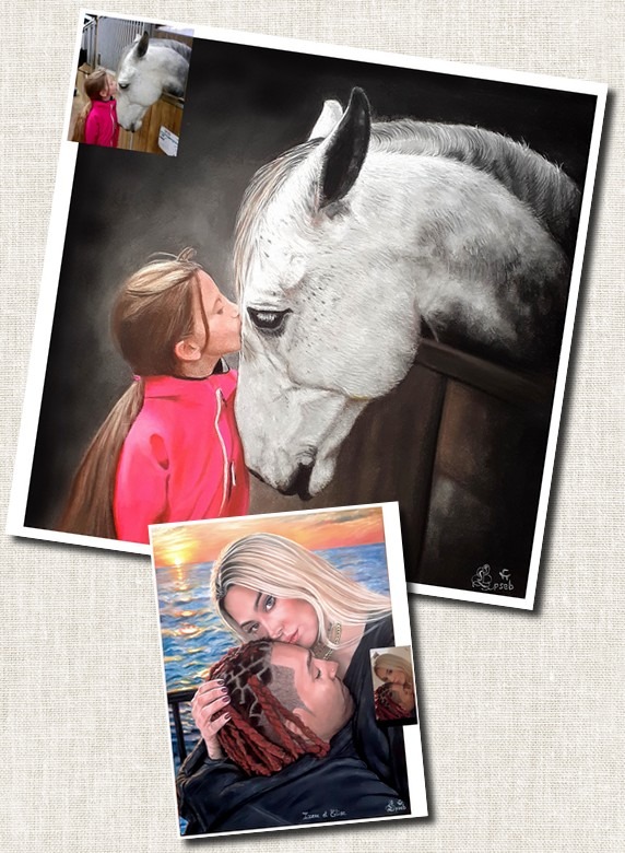 Portraits pastel Portrait pastel couleur, réalisé à la main par Sébastien Huchet Maignan Portrait d'après photo, Portrait de cheval, portraitiste animalier, dessinateur portraitiste