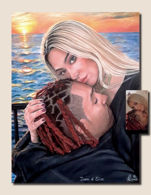 Portrait pastel couleur d'un couple...