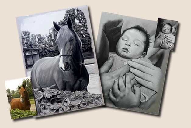 Portrait pastel noir et blanc Portrait pastel noir & blanc — première œuvre